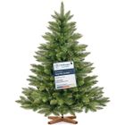 FairyTrees Sapin de Noël Artificiel 120 cm NORDMANN | Arbre de Noël avec Support en Bois | Sapin avec Tronc Vert | Made in EU