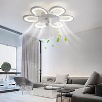19,7 '' Ventilateur de plafond avec lampe, télécommande LED 3 couleurs réglable 6 vitesses du vent, plafonnier à lames, blanc