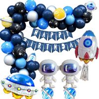 Anniversaire Décoration de Fête d'Anniversaire Ballon Enfants Astronaute Ballon Ensemble Latex Ballon Guirlande Kit
