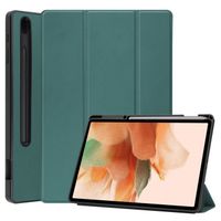 Housse Samsung Galaxy Tab S7 FE Coque [SM-T730 -T736B (12.4")] - Étui avec Porte-crayons et Auto Réveil -Veille - Vert