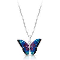 BLING BIJOUX Jewelry Collier avec pendentif papillon monarque bleu en argent 925 pour femme et fille