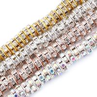 200Pcs 8mm Rondelle Perles Strass Cristal Perles intercalaires Entretoises Rondes en Vrac(Argent, Or, Or Rose, AB Coloré)