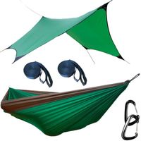 Hideaway Outfitters OffRoad XXL Set hamac léger avec tarp et sangles d'arbre vert-khaki vert nylon respirante pour 2 personnes Tai