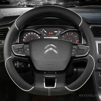 Accessoires auto intérieurs,Couverture de Volant de voiture Pour Citroen C4 Cactus C3-XR Spacetourer 2017 2018 - - WHITE[D2686]