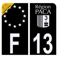 Autocollant Sticker Plaque d'immatriculation Moto Département 13 Logo Région PACA Noir