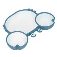 Plaque d'aspiration de bébé en silicone - HURRISE - Crabe - 3 sections - Base de ventouse robuste - Bleu