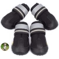 4pcs Bottes Chien, Chaussures imperméable Chien avec Bretelles réglables réfléchissantes Bottes de Protection Antidérapant- Taille
