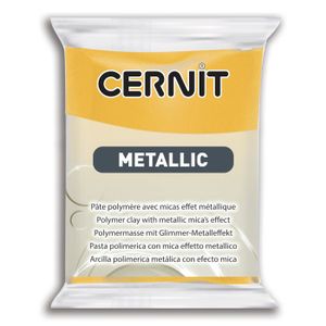 PATE POLYMÈRE Cernit - 1 - CE0870056700C - Un Pain de Pate Polymere Metallic - Pate a Modeler a Cuire - Couleur jaune - Bloc de 56 g