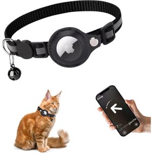 Traceur GPS Pour Chat - Sans Abonnement Ni Carte SIM - Compatible Google Find My (Android) - Collier Noir étanche