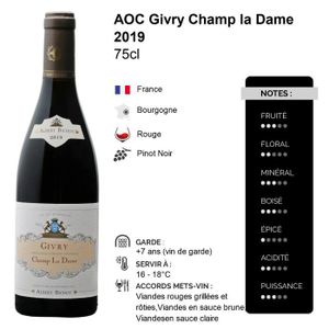 VIN ROUGE Givry Champ la Dame Rouge 2019 - Lot de 3x75cl - A