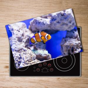 PLANCHE A DÉCOUPER Tulup Glass Planche découper avec couvercle protecteur pour cuisine résistant chaleur 80x52 cm - „Nemo Corail Récif”
