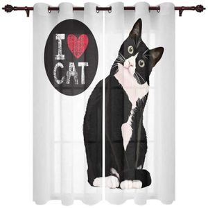 AKATIE Chat Animal Rideaux Thermique Isolant Anti Froid Polyester 2 Pièces  3D Impression Chaton Blanc Motif Opaque Rideau Occultant Oeillet Chambre