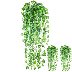 FLEUR ARTIFICIELLE Décoration florale,Guirlande de feuilles de lierre artificielles suspendues en soie verte, 1 pièces, plantes de vigne, - Type 1pcs