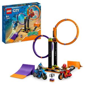 ASSEMBLAGE CONSTRUCTION LEGO® City Stuntz 60360 Le Défi de Cascade : les Cercles Rotatifs, Jouet Moto pour 1 ou 2 Joueurs
