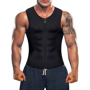 TOP DE SUDATION Débardeur de Sudation Homme Gilet de Néoprène Sauna Minceur Gaine Amincissante Brule Graisse Zippé de Sudation(L)