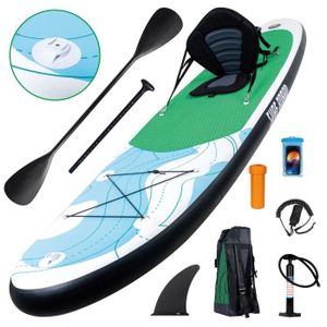 STAND UP PADDLE Stand Up Paddle Gonflable Planche Gonflable avec Siege - 322x76x16,5cm - Charge Max 150kg - Vert