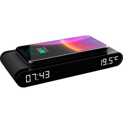 Réveil Avec Chargeur à Induction 15W Max - Double Alarme, Affichage Heure/température/date, Port USB