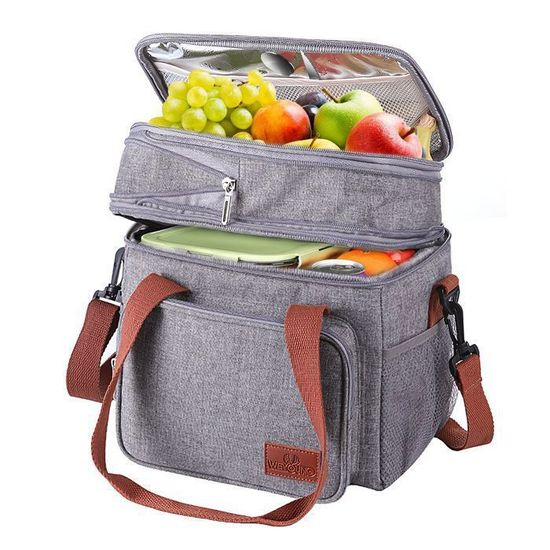 Sac Isotherme Repas Lunch Bag Rouge - Pliable, Lavable, Sangle Transport, Dimensions 21x15x13 Cm