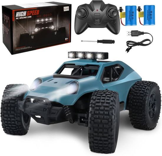 Voiture Télécommandée Tout Terrain 1:18 - 20 Km/h, 2,4 GHz, 2 Batteries - Cadeau Enfants (Garçons/Filles)