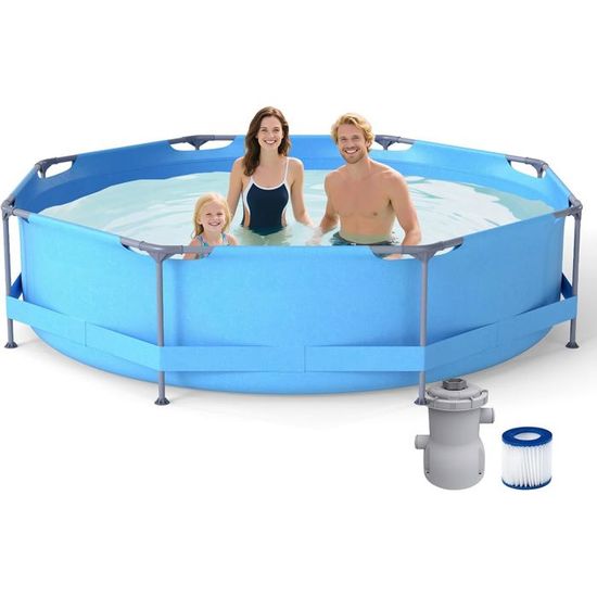 Piscine Hors Sol Rectangulaire 2,28x1,59x0,42 M - Capacité 1287 L, Cadre Métal, PVC Triple Couche, Pour Enfants 3 Ans+ - 6