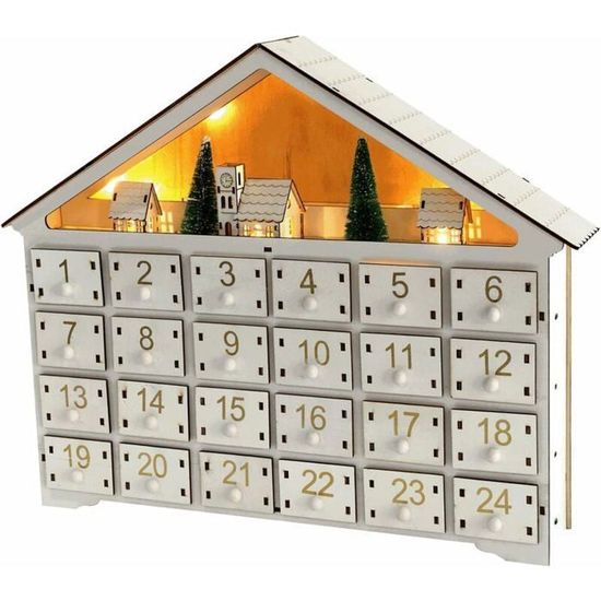 Calendrier De L'Avent En Bois à Tiroirs - Déco De Noël Authentique