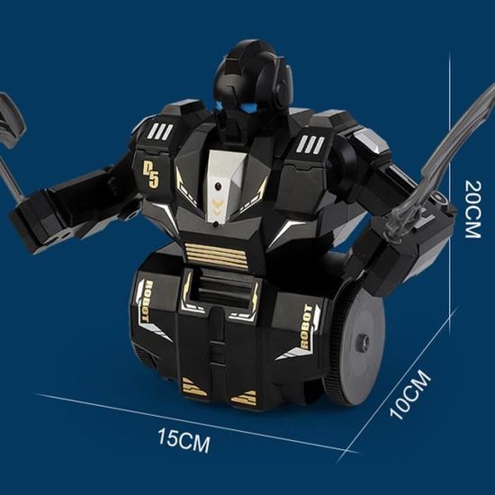Noir-Robot de combat t?�l?�command?� ?� double poing, adapt?� aux jeux parent-enfant, aux r?�unions d 
