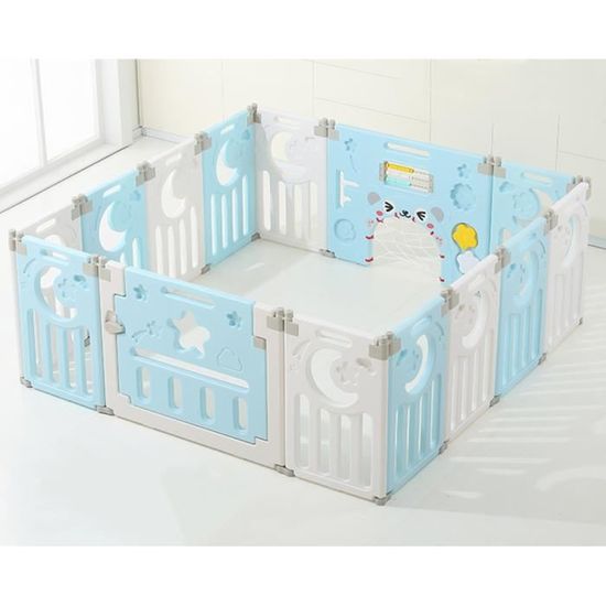 Doraystar Parc Bébé Modulable 2x2m Avec Tapis – Parc Pliable XXL Anti-Collision, Maille 360°, Intérieur/Extérieur