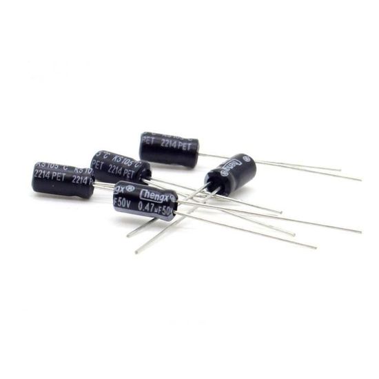 Radial Kondensator 4x7mm Nichicon USW1HR47MDD Audio-Kondensator - 0,47uF 50V, 4x7mm, RM1,5, 10 Stück, Für Verstärker & Audio-Reparaturen Widerstand 47 Ohm 3 W