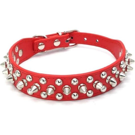 Collier À Pointes Pour Chien En Cuir Pu Souple Avec Rivets En Forme De Champignons Et Clous Pour