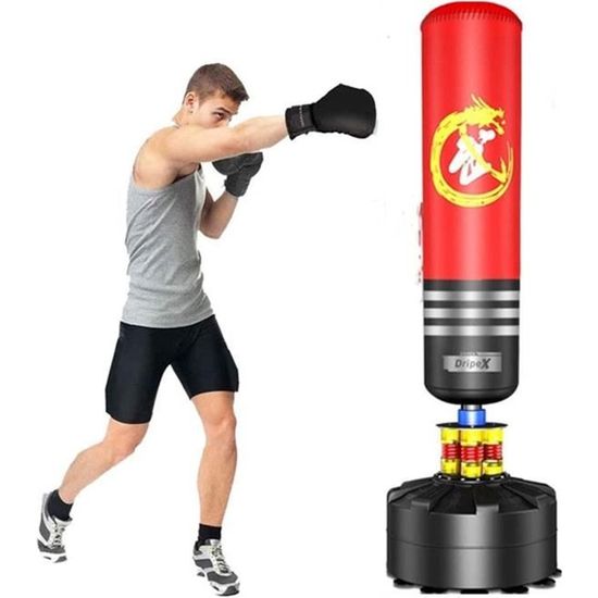 TOP Sac de Frappe sur Pied Boxe Adulte Rouge Debout Libre Robuste - 1
