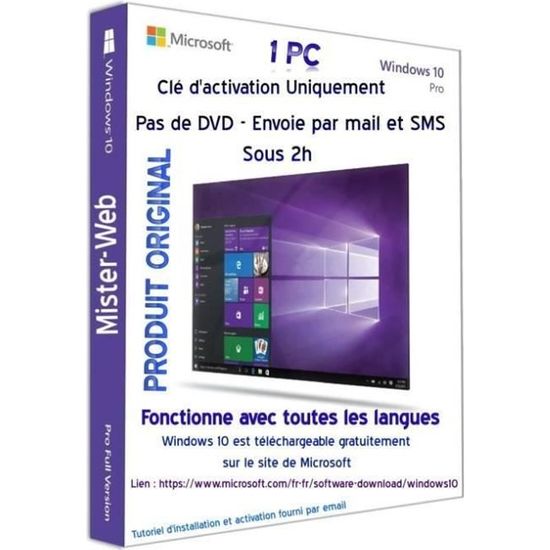Vente clé d'activation Microsoft Windows 10 Pro en Côte d'Ivoire