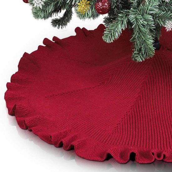 Jupe De Sapin De Noël Bordeaux Pailletée FOTSHARER - 91,4 Cm, Velours, Pour Sapin 1,2 à 1,8 M - Décoration Fêtes