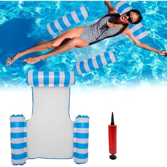 Lot De 2 Hamacs Flottants Pour Piscine/plage - Matelas Gonflable 4 En 1 (115x66 Cm) - Inclut Pompe - Capacité 120kg - 10