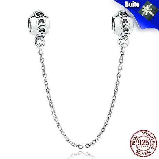 GW Espaceur Charms Argent Sterling 925 - Pour Bracelets Pandora, Biagi - Chaîne De Sécurité 7.2cm
