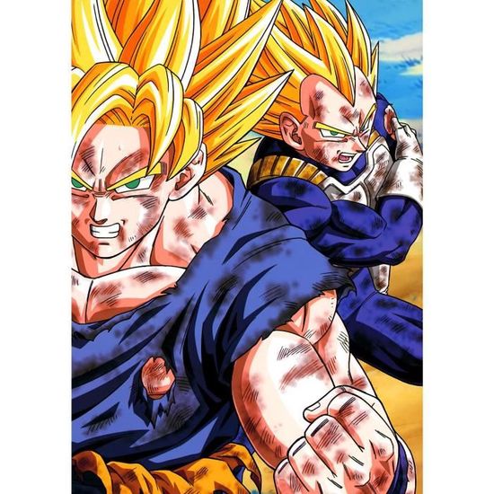 Poster Affiche Goku Vegeta Combat Super Sayan Dbz Manga Dragon Ball Z Dbz(30x42cmB)