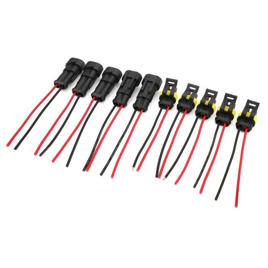 Kit Connecteurs Automobiles 2.8mm - 2/3/4 Broches, Pour Voiture, Moto, Câblage Interne, Avec Fils 10cm