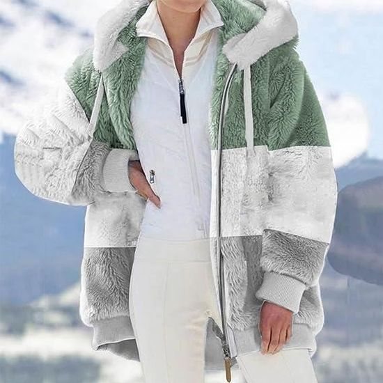 Veste Polaire Femme Chaude Sweats Manteau A Blousons Fourrure Hooded Manche Longue Pas Cher Mode Automne Hiver Outerwear Vert Cdiscount Pret a Porter