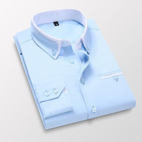 Chemise Homme Coton Délavé Manches Longues Décontractée - Légère Respirante Avec Poche