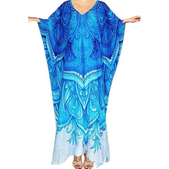 Minetom Paréo Femme Robe de Plage Cache-Maillots Imprimé Papillon Sarong Wrap Dos Nu Été Maillots de Bain Bikini Cover Up A Blanc XS