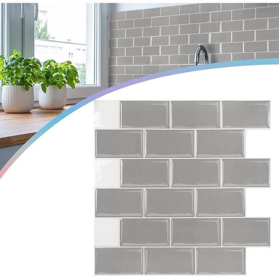 Autocollants Carrelage Aspect Marbre - Lot De 10 - 60 X 30 Cm - PVC Imperméable - Pour Salle De Bain, Cuisine, Salon - Facile à Poser