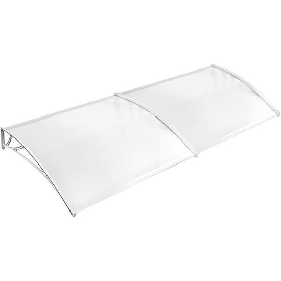 NAIZY Auvent Porte D'Entrée 120x100cm - Toit Polycarbonate Transparent, Cadre Aluminium Gris
