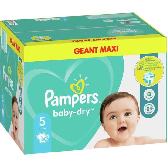 Pampers BabyDry Taille 5, 80 Couches Cdiscount Puériculture & Eveil bébé