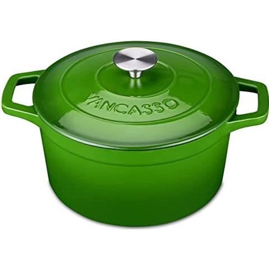 à Diverses Sources de Chaleur Soupe Cocotte en Fonte avec Couvercle Induction vancasso Casserole Émaillée Blanc Laiteux 26 CM Utilisée comme Ragoût Passe au Four Marmite Antiadhésive Ronde