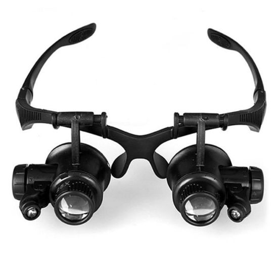 Loupe Double Œil ESmoda Avec LED - Grossissement 8x/15x/23x - Pour Bijouterie, Réparation Montre & Travail De Précision