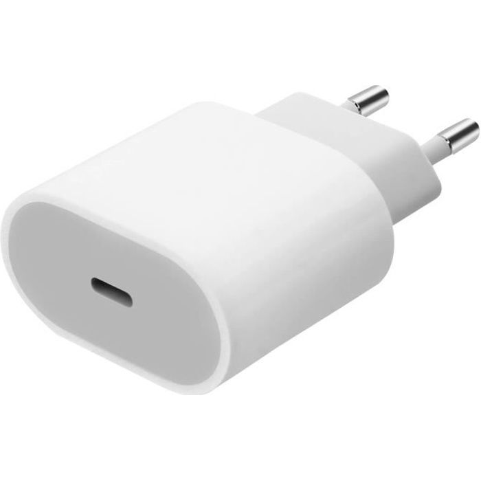 Chargeur mural USB Type C Fast Charge Power Delivery 20W Original Apple Blanc