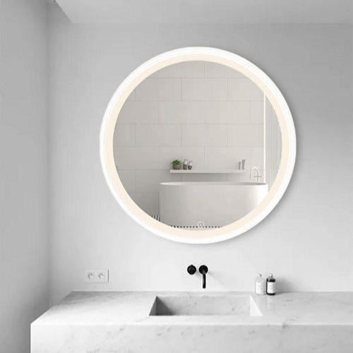 Miroir LED Rond 32W 58cm + Interrupteur Tactile BLANC pour Salle de Bain - SILUMEN - Blanc