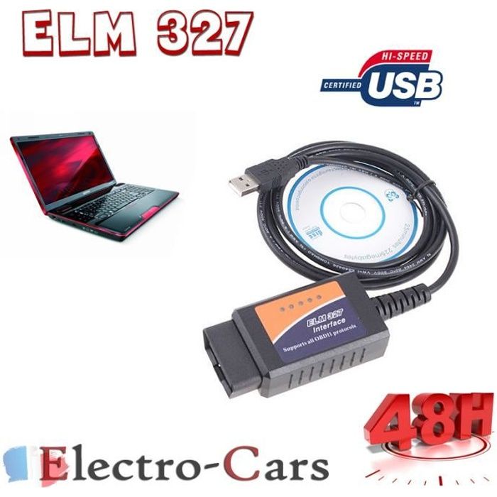 INTERFACE DIAGNOSTIQUE AUTOMOBILE ELM327 USB CABLE MULTIMARQUES