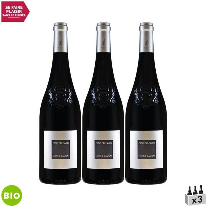 Corse Calvi Clos Culombu Rouge 2020 - Bio - Lot de 3x75cl - Clos Culombu - Vin AOC Rouge de Corse - Cépages Siacarellu, Niellucciu,