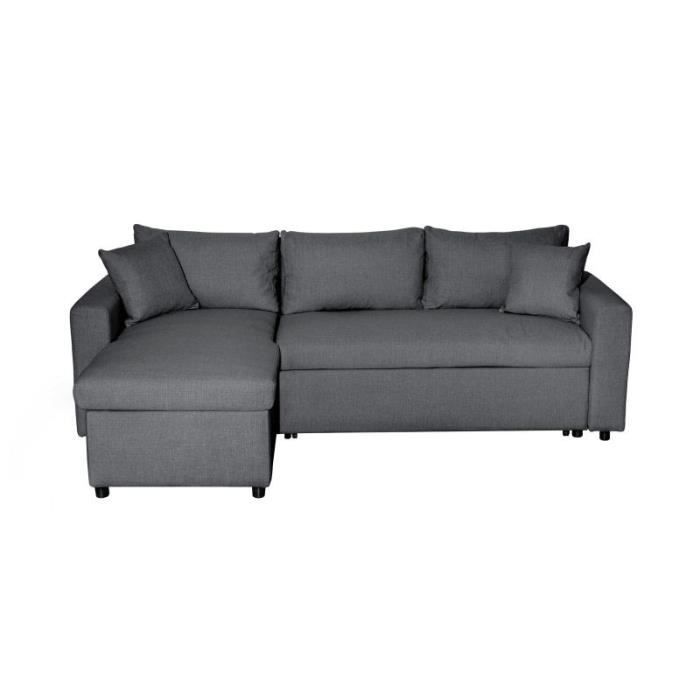 Canapé d'angle 3 places Gris Tissu Moderne Confort