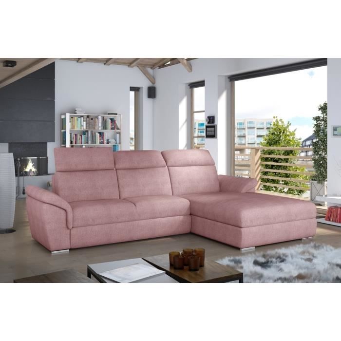Canapé d'angle 5 places Rose Tissu Luxe Contemporain Confort
